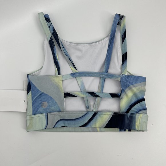 Z By Zella Girls' Maggie Marble Print Cutout Sports Bra Blue Multi XS (5/6) NWT - Picture 2 of 4